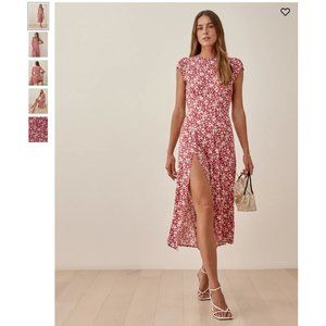 Reformation Red Floral Midi Dress